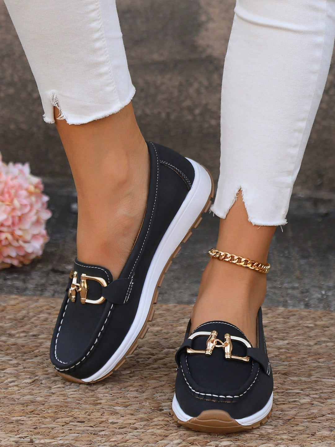 Lilly - Sleek Buckle Flat Loafers