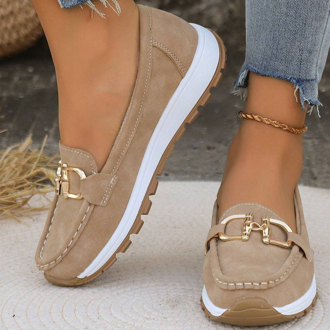 Lilly - Sleek Buckle Flat Loafers