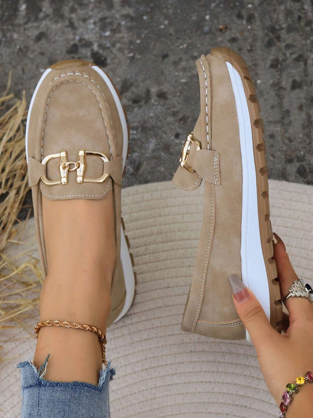 Lilly - Sleek Buckle Flat Loafers