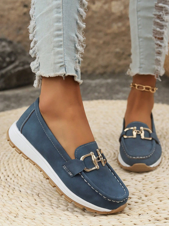 Lilly - Sleek Buckle Flat Loafers