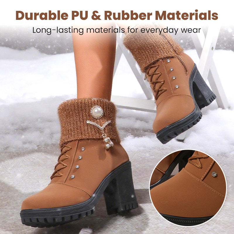 MOTS™ Elegant Knit-Cuff Heeled Boots