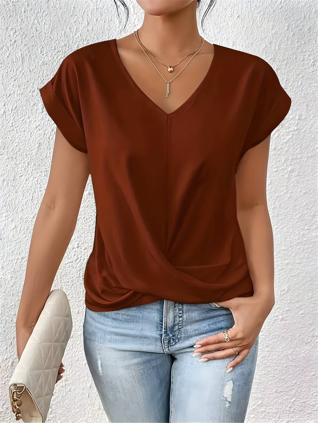 Maya | V-Neck Top with Twist Front Design