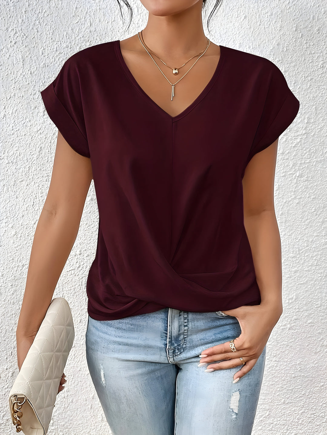 Maya | V-Neck Top with Twist Front Design