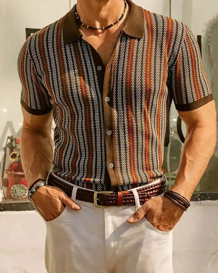 Herringbone Pattern Polo Shirt by Alexander