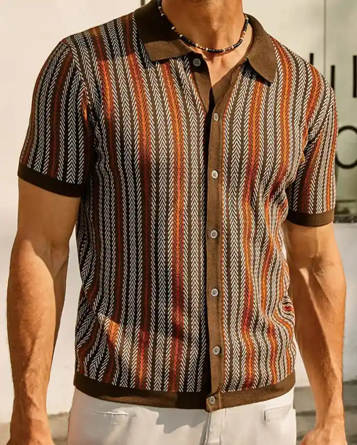 Herringbone Pattern Polo Shirt by Alexander