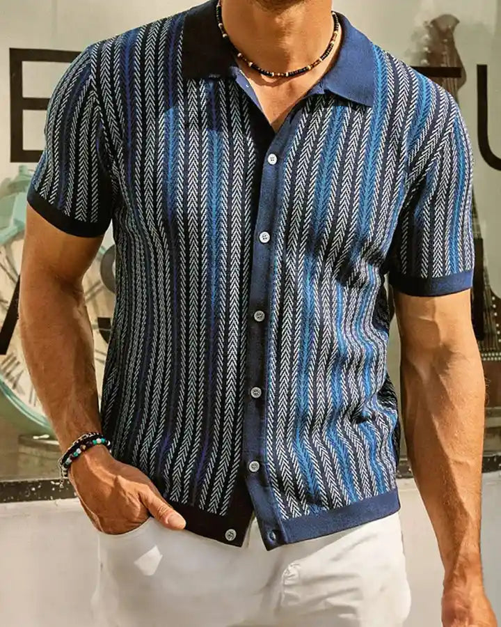 Herringbone Pattern Polo Shirt by Alexander