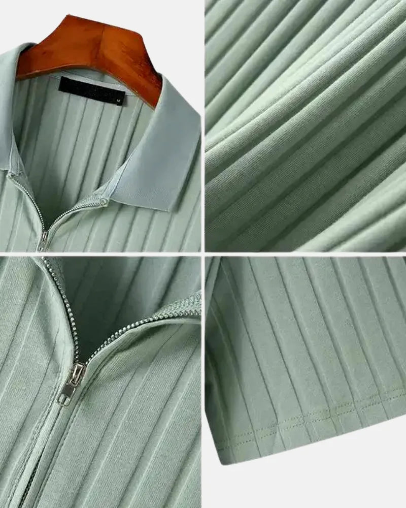 Ribbed Zip Polo by Stratus