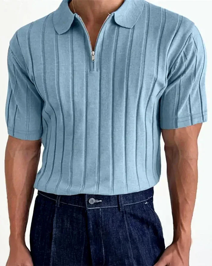 Ribbed Zip Polo by Stratus