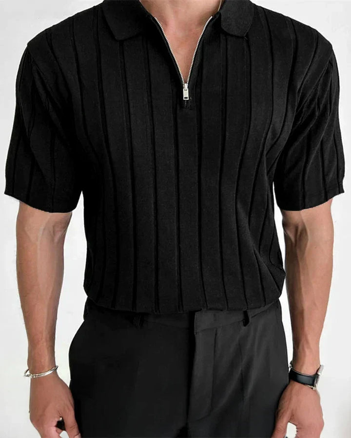 Ribbed Zip Polo by Stratus