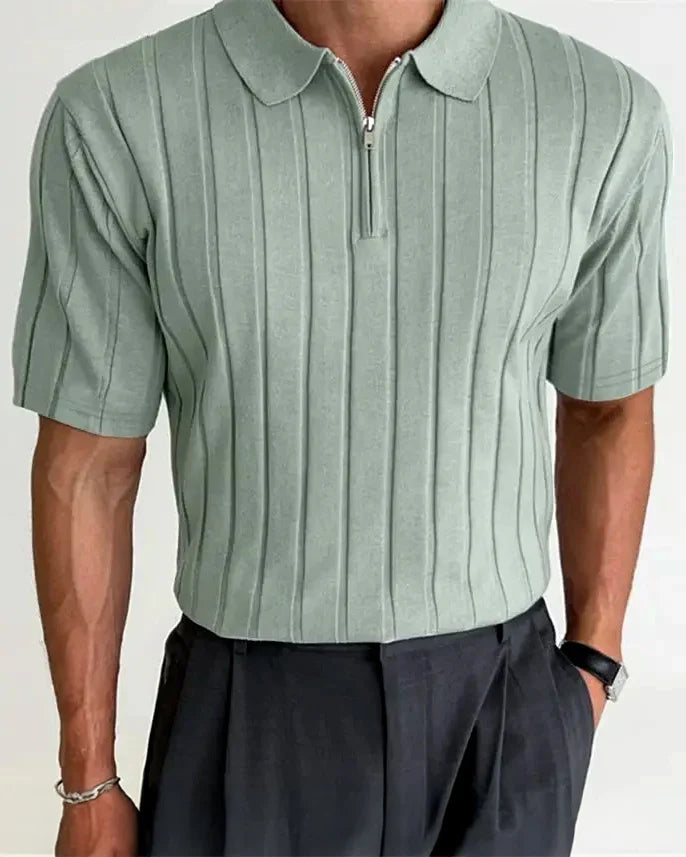 Ribbed Zip Polo by Stratus