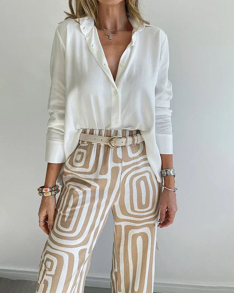 Emilia™ | Chic Pants Set with Complimentary Blouse & Belt