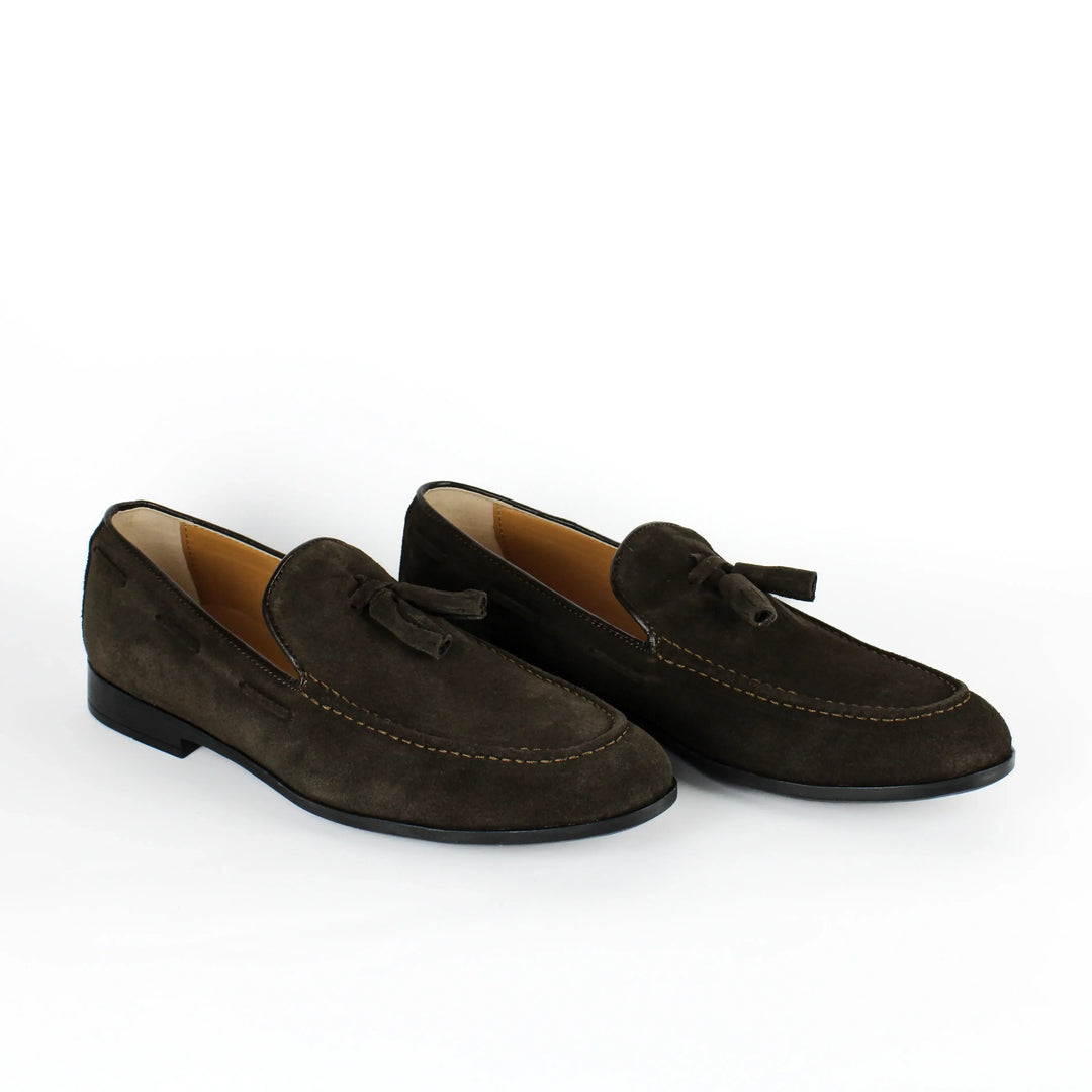 Brown Suede Moccasins with Tassels