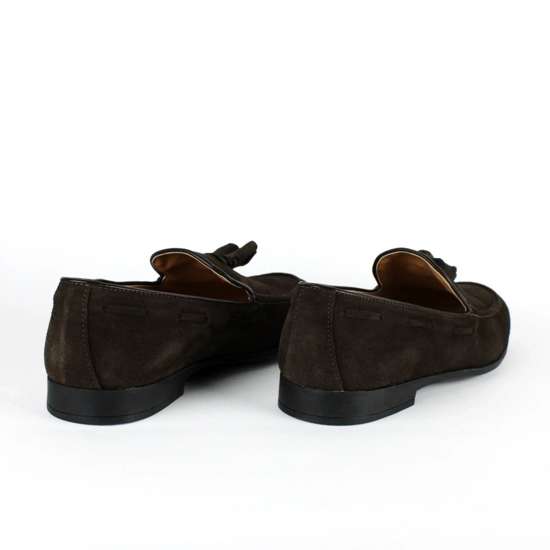 Brown Suede Moccasins with Tassels