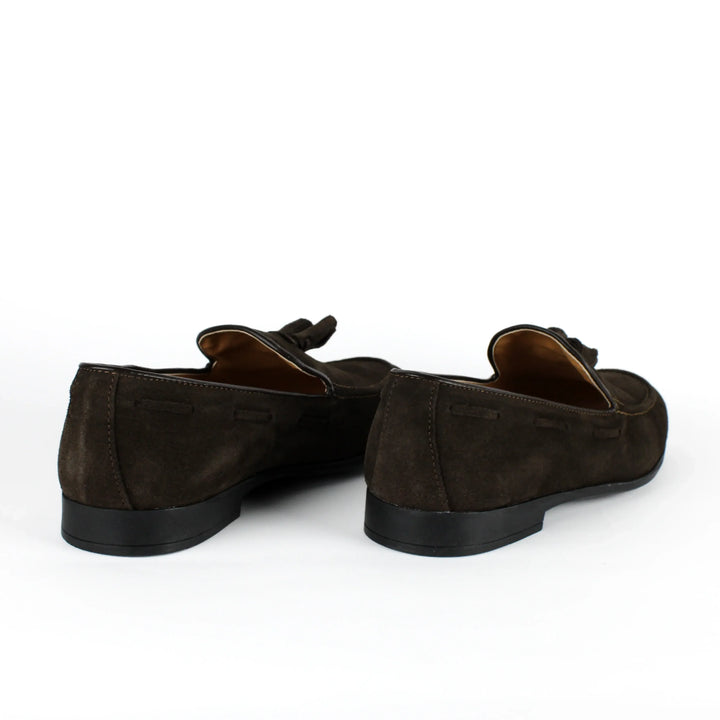 Brown Suede Moccasins with Tassels