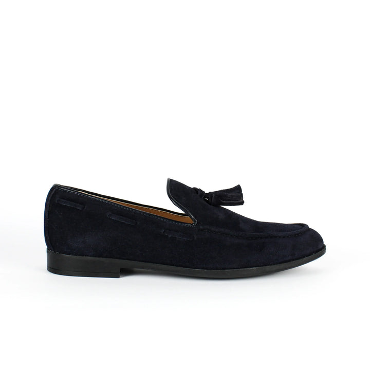 Blue Suede Moccasins with Tassels