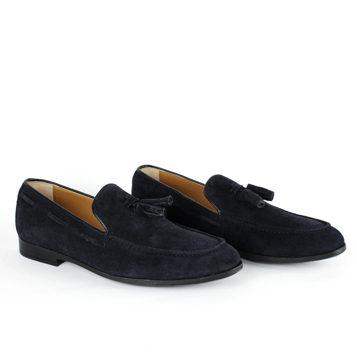 Blue Suede Moccasins with Tassels