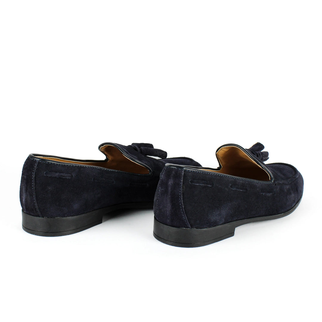 Blue Suede Moccasins with Tassels