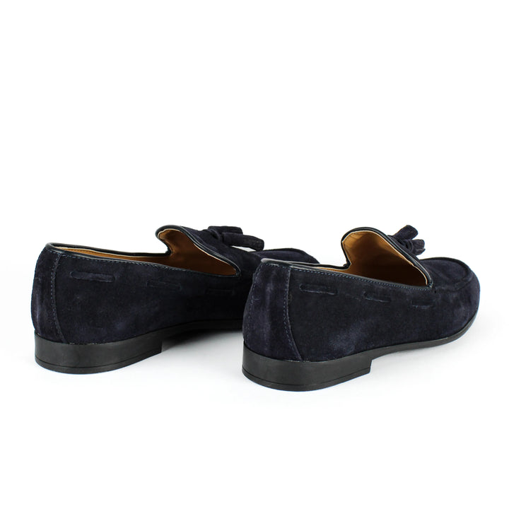 Blue Suede Moccasins with Tassels