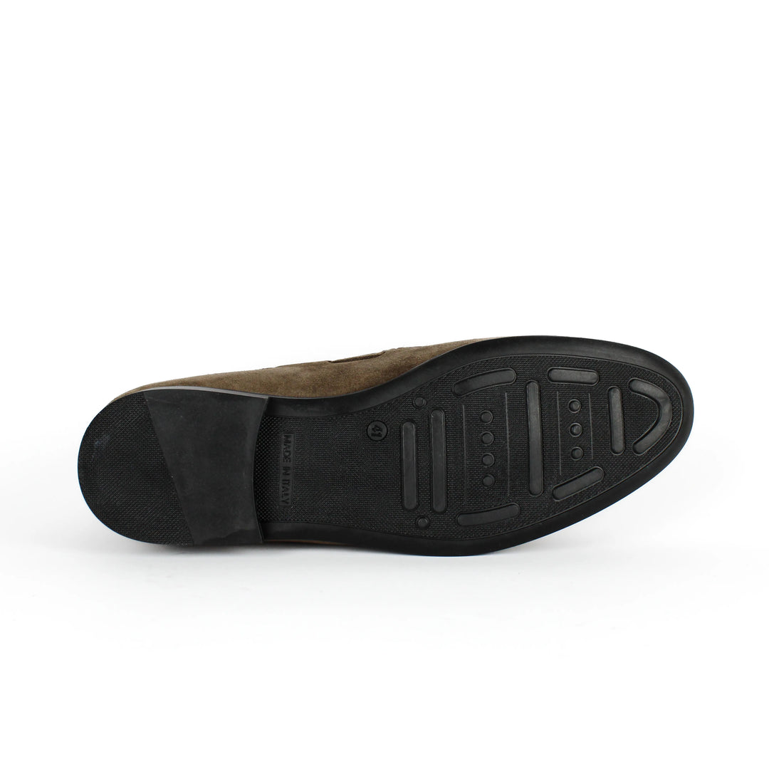 Taupe Suede Loafers with Tassels