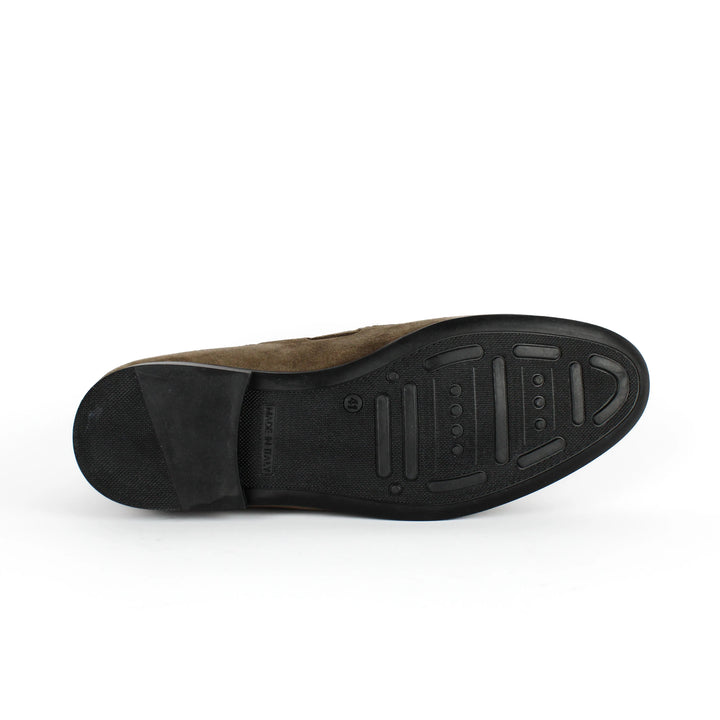Taupe Suede Loafers with Tassels