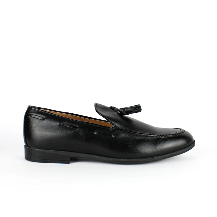 Black Leather Moccasins with Tassels