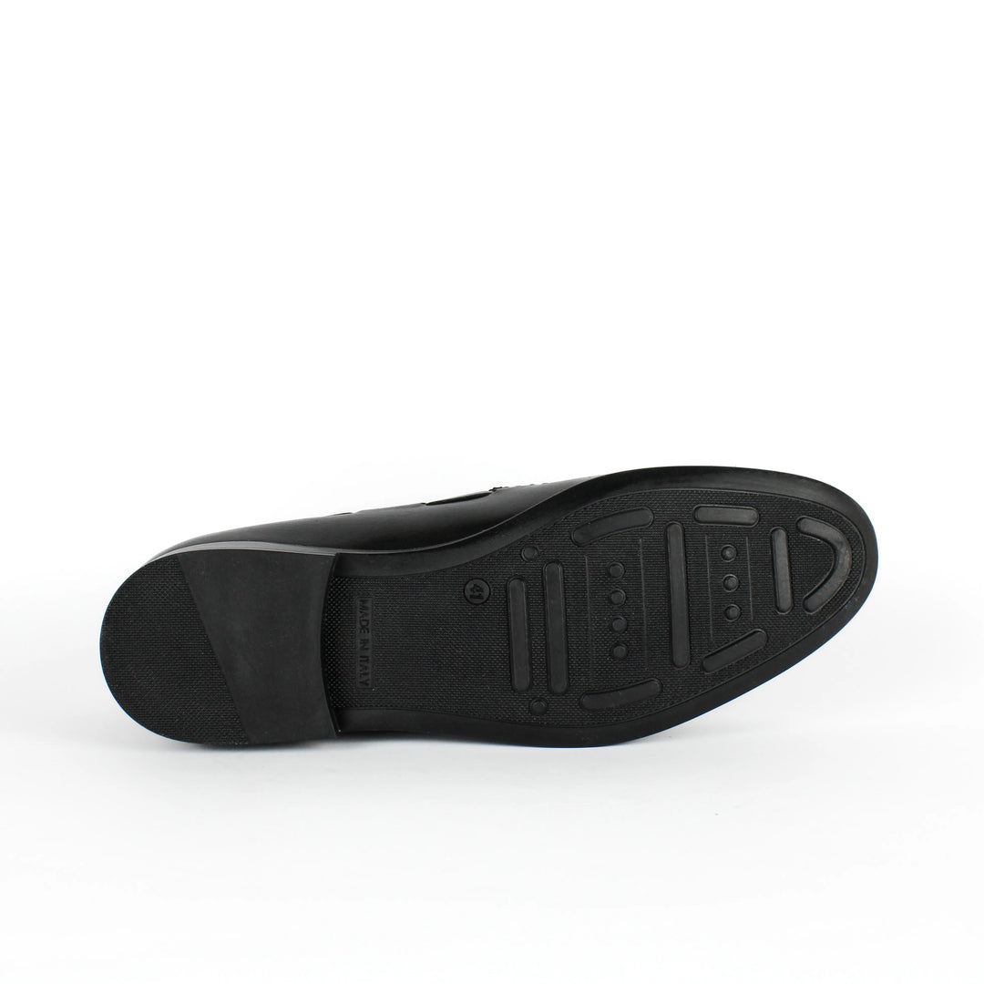 Black Leather Moccasins with Tassels