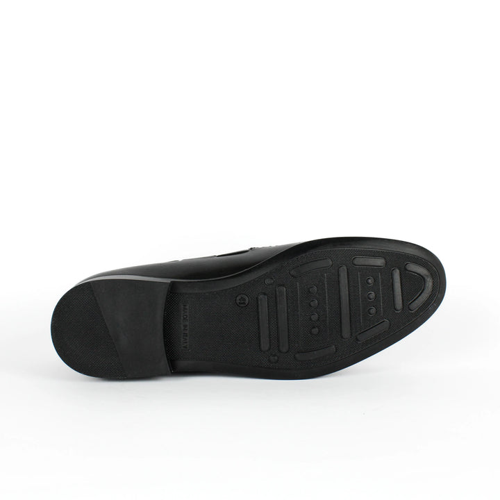 Black Leather Moccasins with Tassels