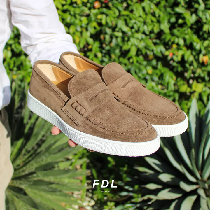 Taupe Suede Capri Moccasins
