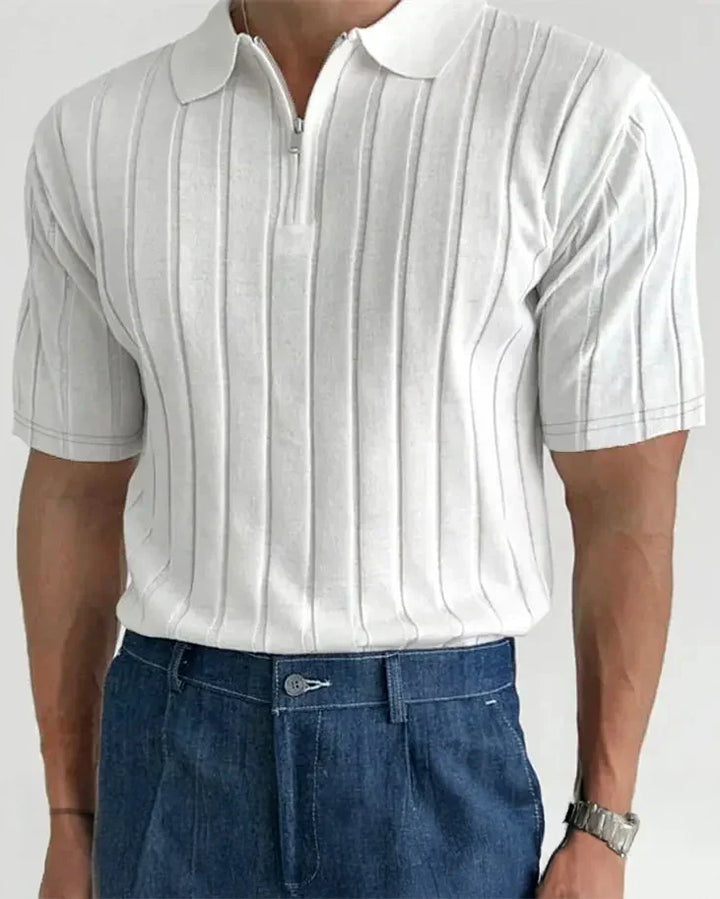 Ribbed Zip Polo by Stratus
