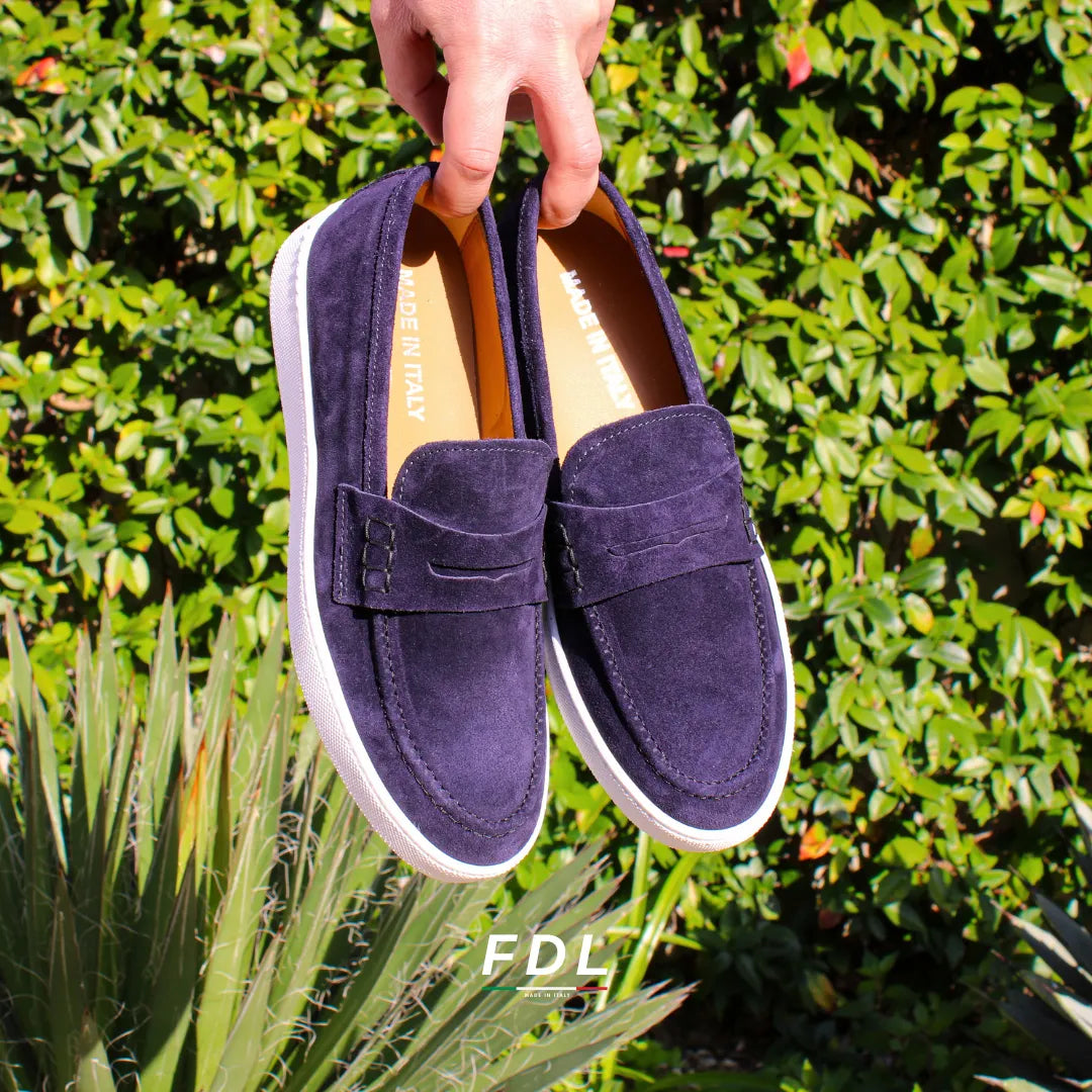 Blue Suede Capri Moccasins