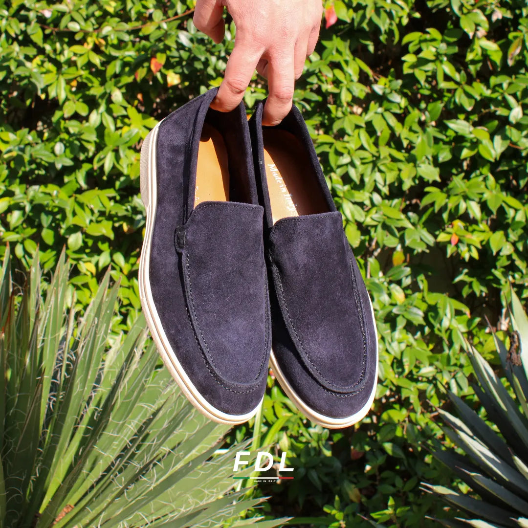 Portofino Suede Blue Moccasins