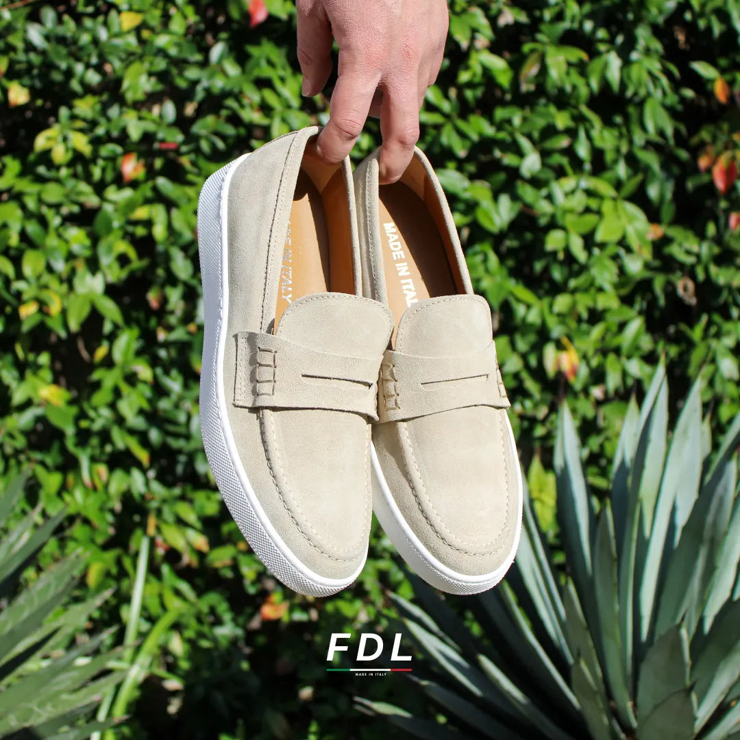 Beige Suede Capri Moccasins