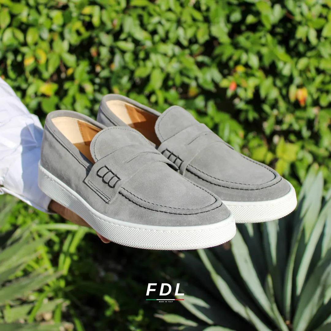 Gray Suede Capri Moccasins