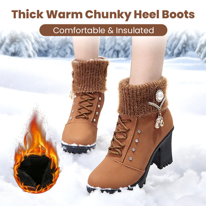 MOTS™ Elegant Knit-Cuff Heeled Boots