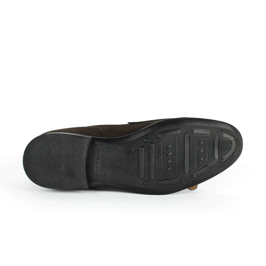 Brown Suede Double Buckle Moccasins