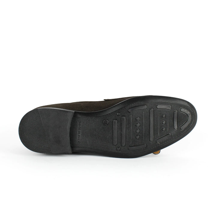 Brown Suede Double Buckle Moccasins