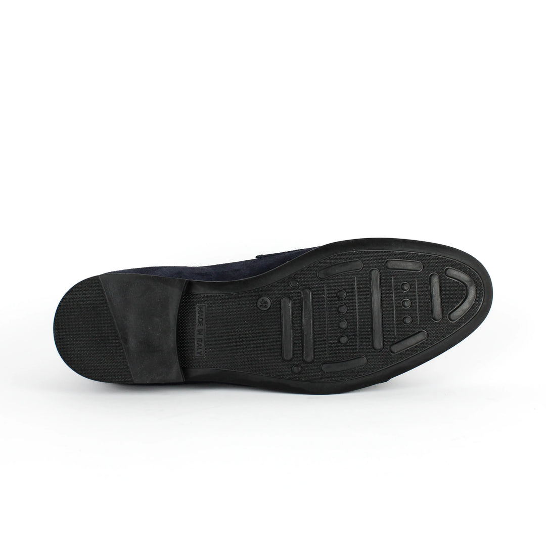 Double Buckle Suede Moccasins in Blue