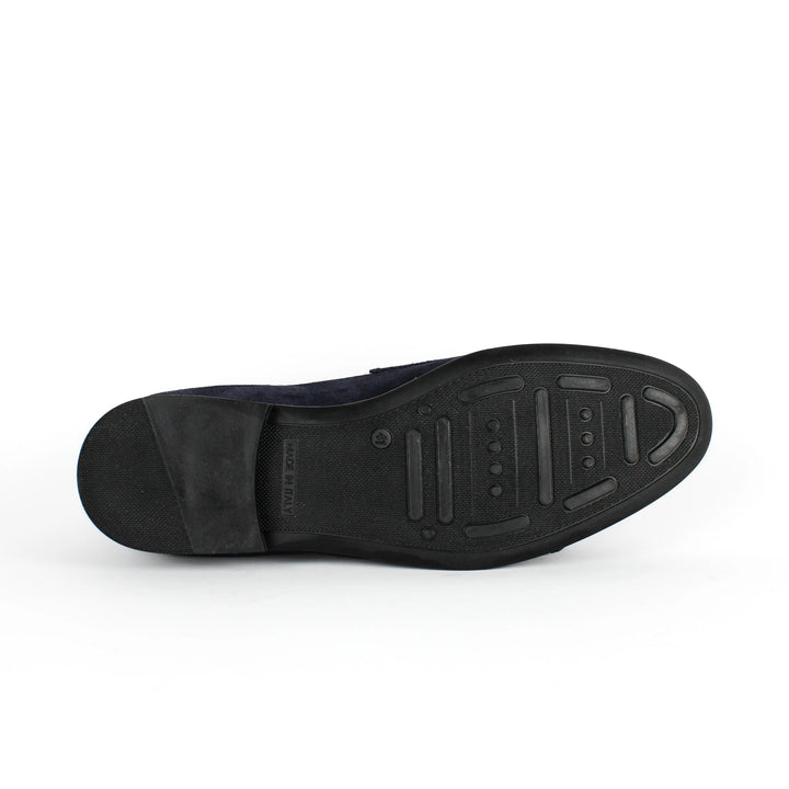 Double Buckle Suede Moccasins in Blue