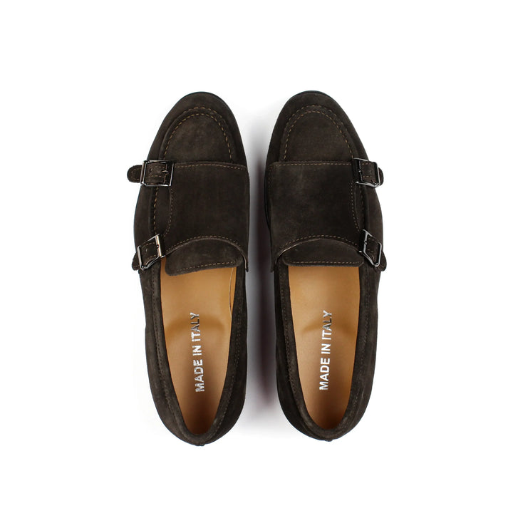Brown Suede Double Buckle Moccasins