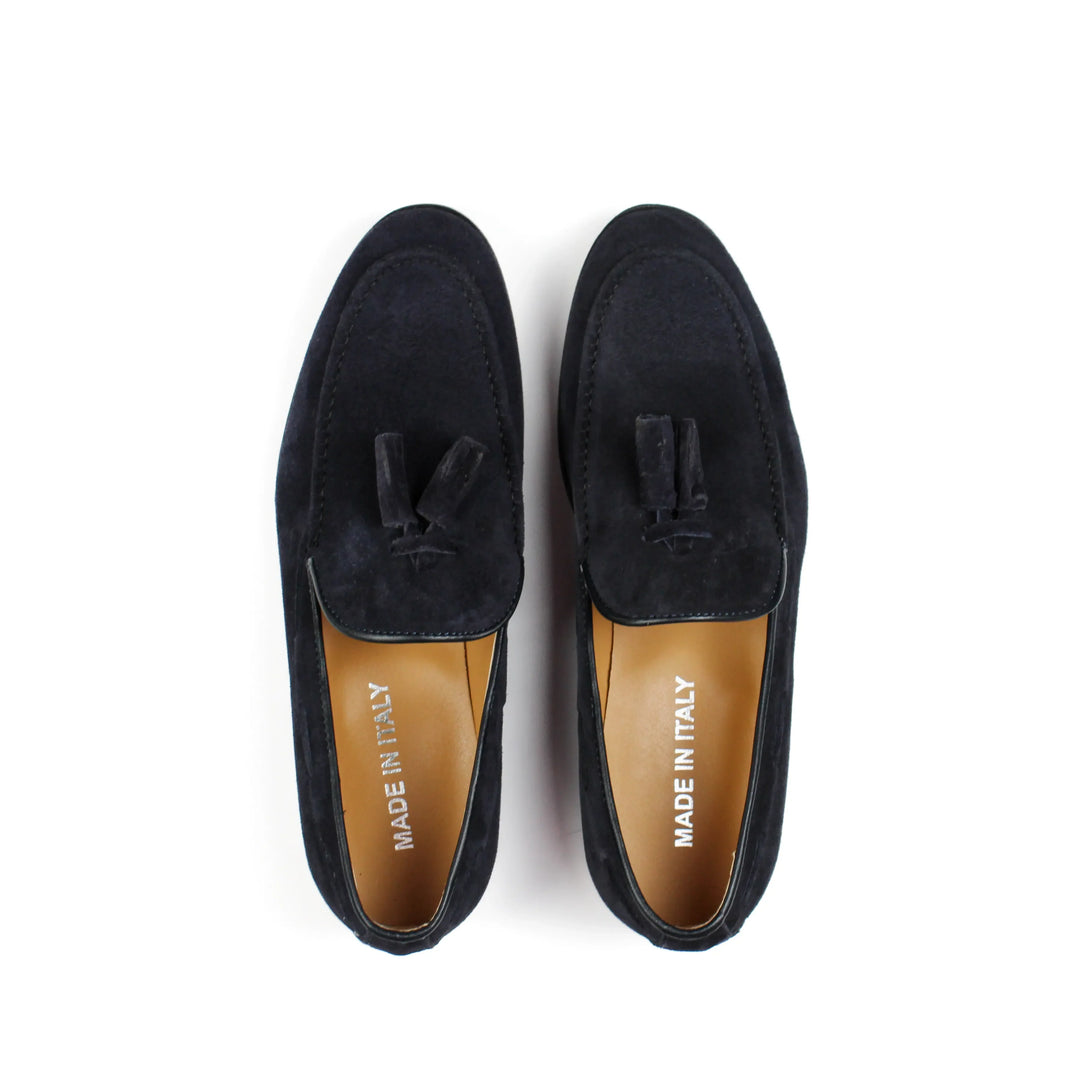 Blue Suede Moccasins with Tassels