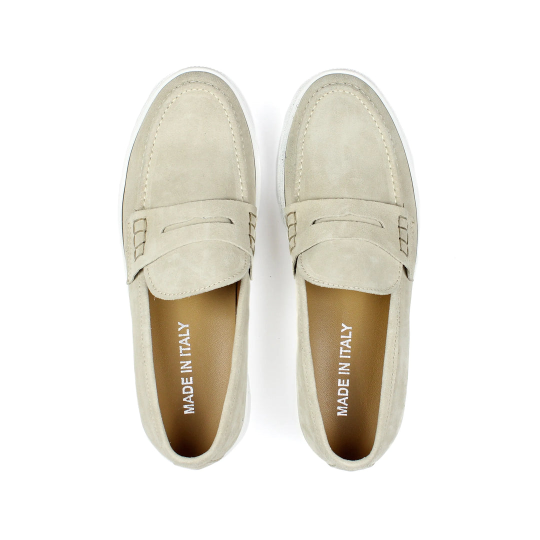 Beige Suede Capri Moccasins