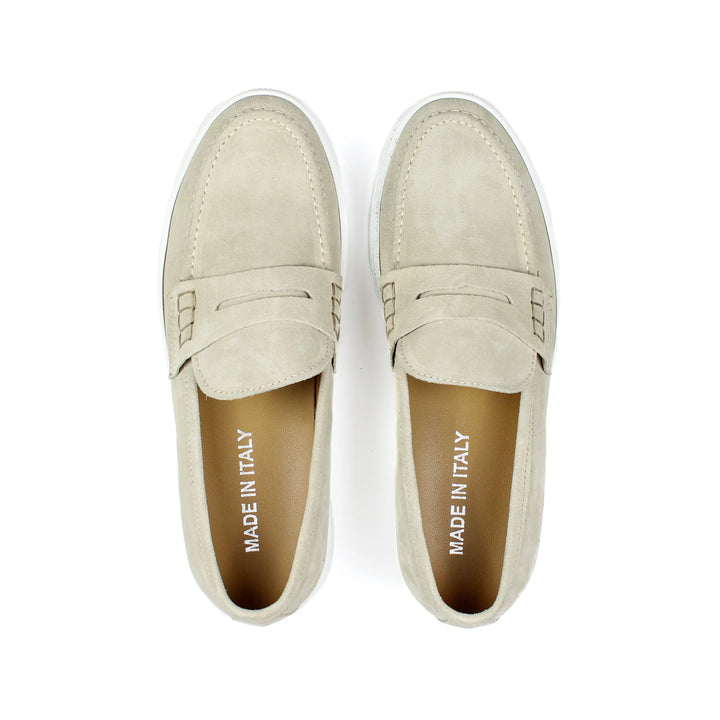 Beige Suede Capri Moccasins