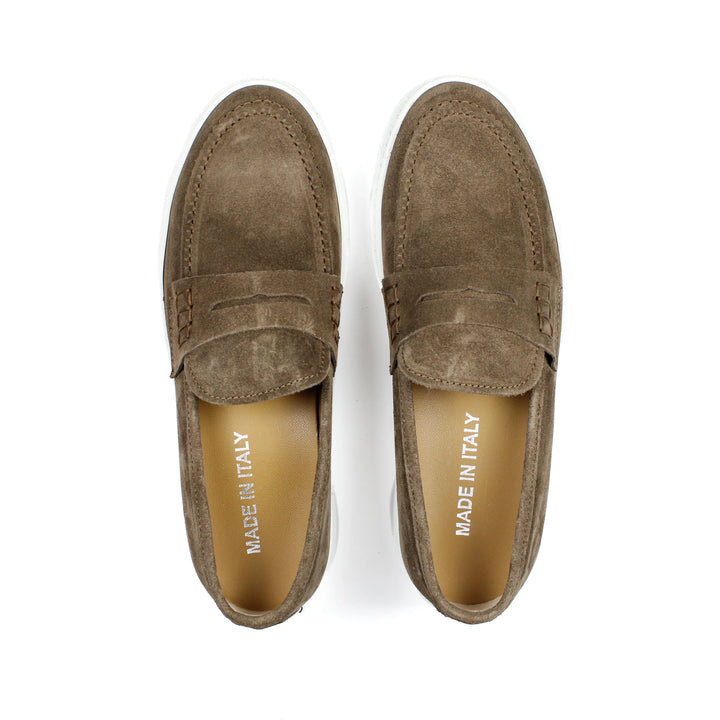Taupe Suede Capri Moccasins
