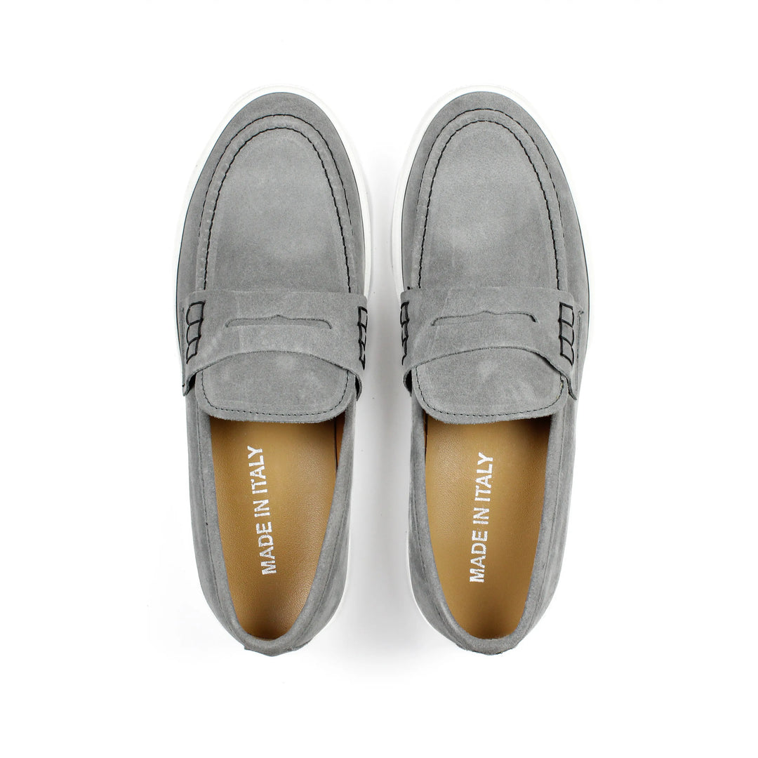 Gray Suede Capri Moccasins