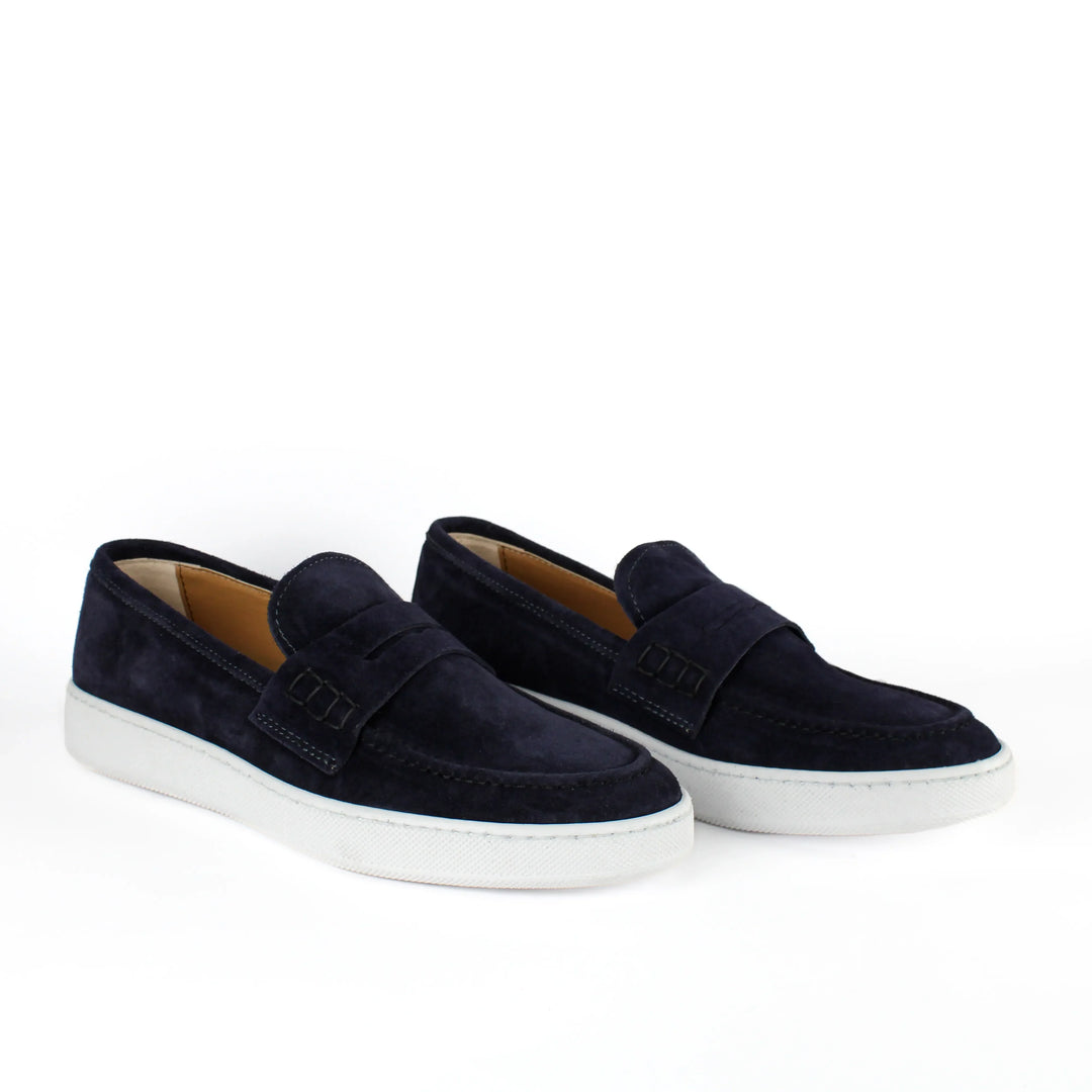 Blue Suede Capri Moccasins