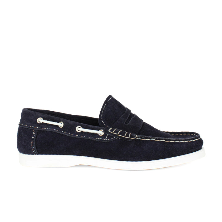 Blue Suede Boat Moccasins