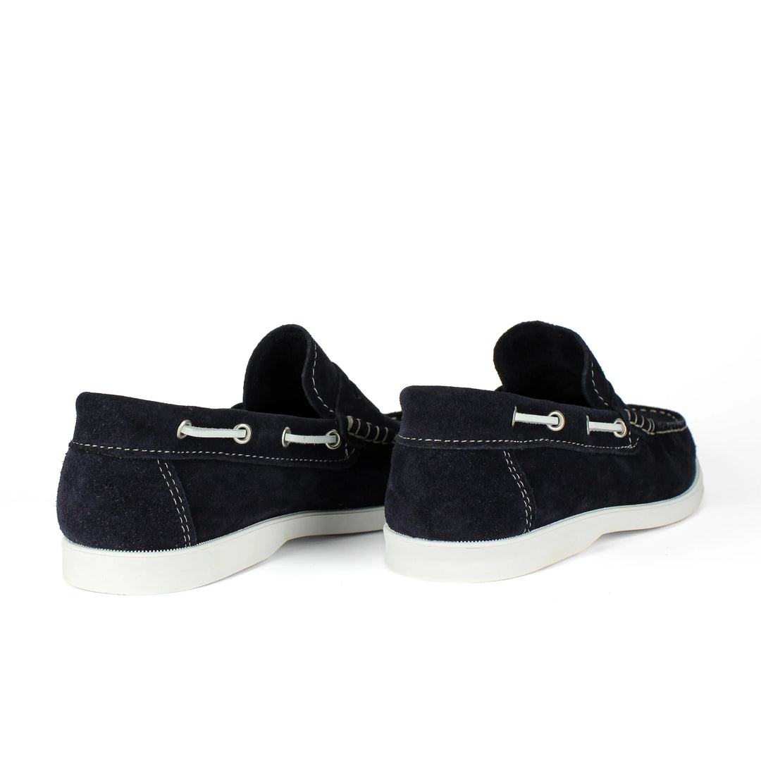 Blue Suede Boat Moccasins