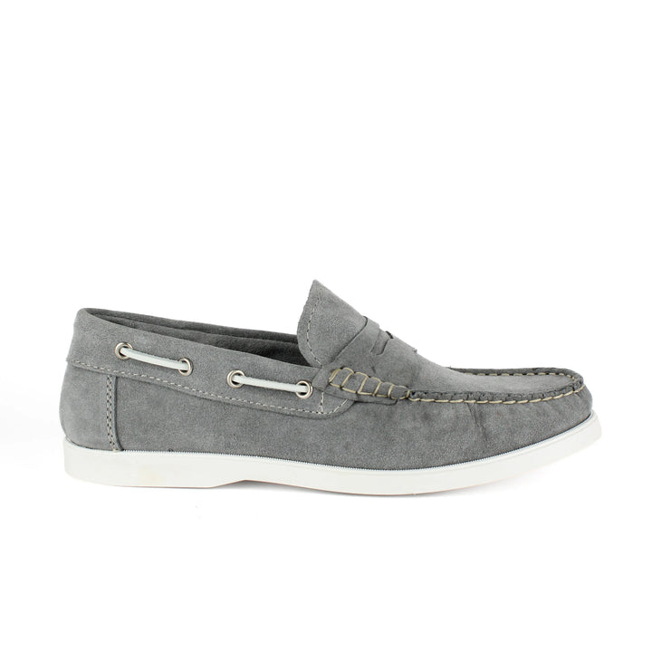 Grey Suede Boat Moccasins