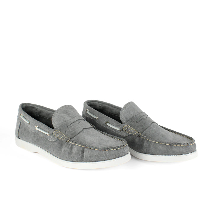 Grey Suede Boat Moccasins