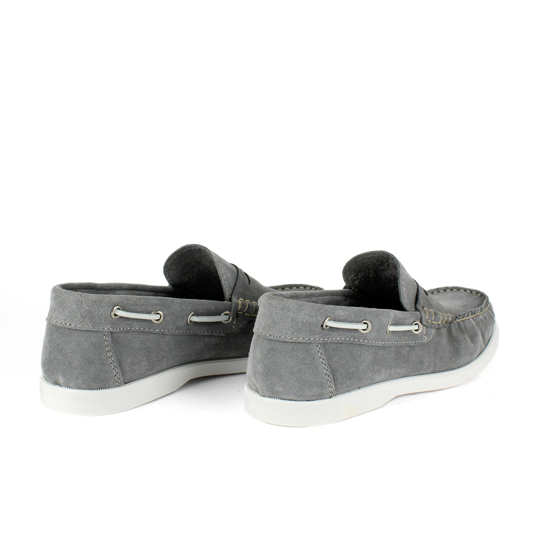 Grey Suede Boat Moccasins